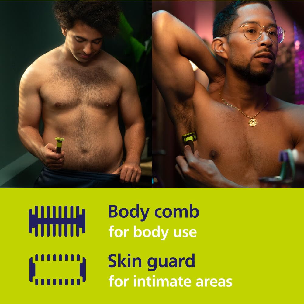 Philips Norelco OneBlade 360 Connected Hybrid Face Body Electric Beard Shaver and Body Groomer Kit with 360 Blade 1x360 and Travel Model + Trimmer,