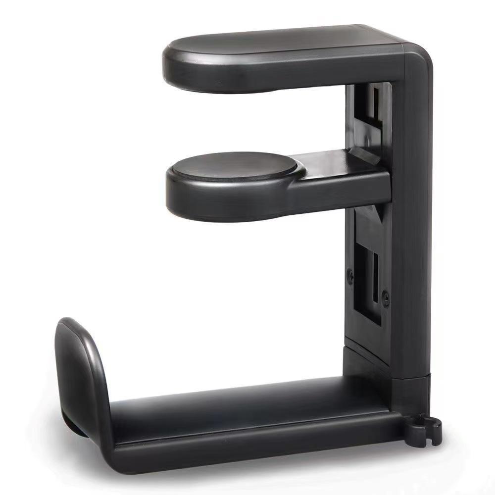 

360° Rotating Clip-On Headphone Stand: No-Install Desk Edge Holder чорний