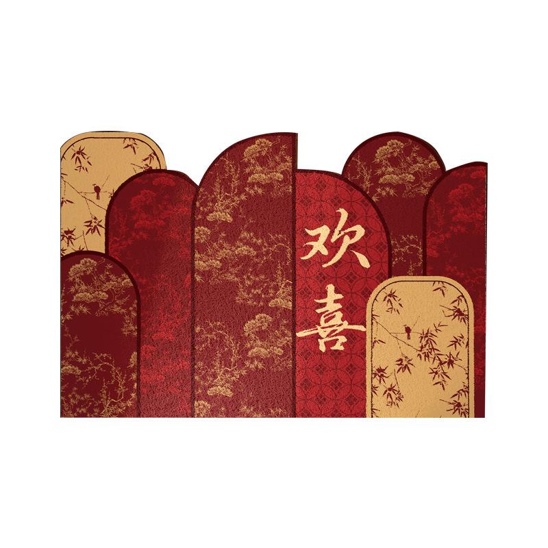 Wedding Entrance Door Floor Mat Red Festive Wedding Room Arrangement Foot Mat Entering The Door Rubbing Soil Silk Ring Door Mat Non-Slip Can Be Cut