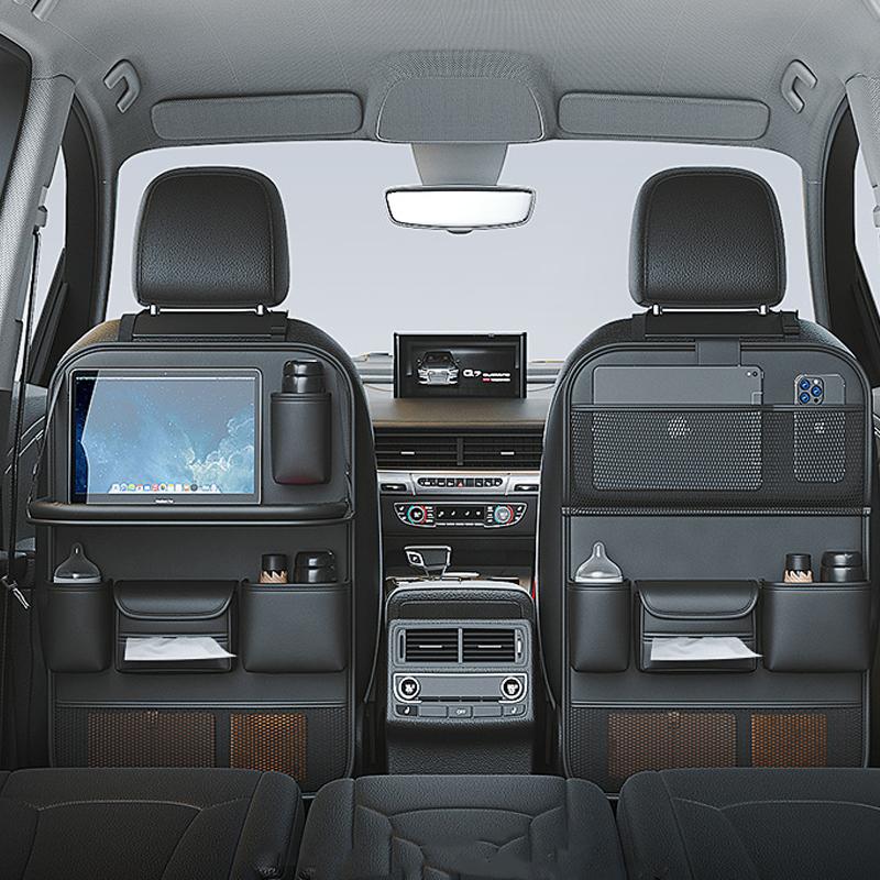 Car Seat Back Organizer Auto Back Seat Storage Bag with Foldable Table Tray Tablet Holder Tissue Box Multi Pocket Organizer Bag