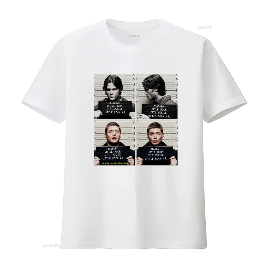 Supernatural mugshot T Shirt All Size Black vintage Washed Comfortable Breathable Stretched fashion designer clothes graphic
