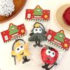 Cute Cartoon Christmas Tree Star Keychain Creative Pu Leather Keyring Backpack Pendant Key Hanging Decoration Xmas Gifts