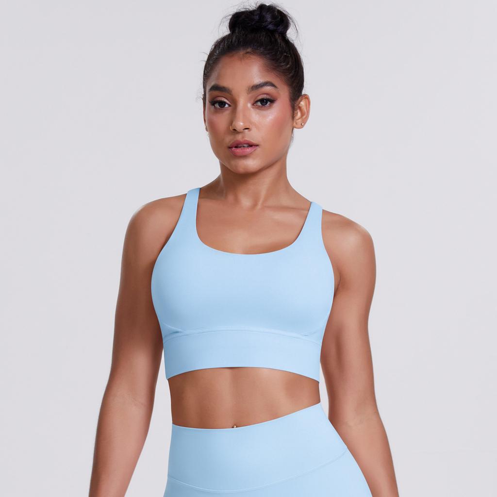 Cloud Feeling Brushed Cross Back Sports Bra, Casual Running, Shockproof Fitness Vest, Yoga Clothes For Women