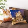 Notre Dame Cathedral French Landscape Pillow Cover European Print Cushion Waist Pillow Cover