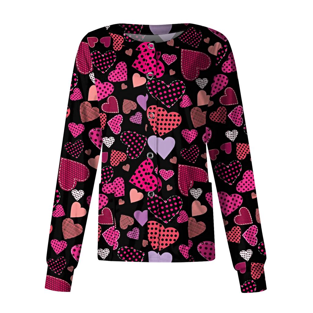 Dámské dlouhý rukáv tištěné kapsa pracovní stojáček jednořadé ochranné overaly kardigan bunda top