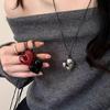 Fashionable Heart Shaped Necklace Irregular Large Heart Pendant Necklace Adjustable for Sweater Fashion Statement