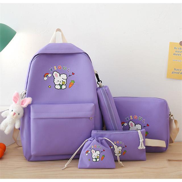 New Style High School Student Four-piece Set Backpack Junior High School Student High Appearance Value Backpack Children's Handbag Remedial Bag