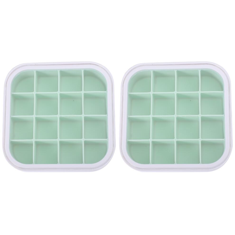 2Pcs 16 Grid Silicone Ice Cube Mold With Lid
