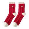 Women's Winter Coral Fleece Socks with Velvet Lining - Thick, Warm Red Christmas Socks with Embroidered Australian Wool for Benmingnian and Sleep.