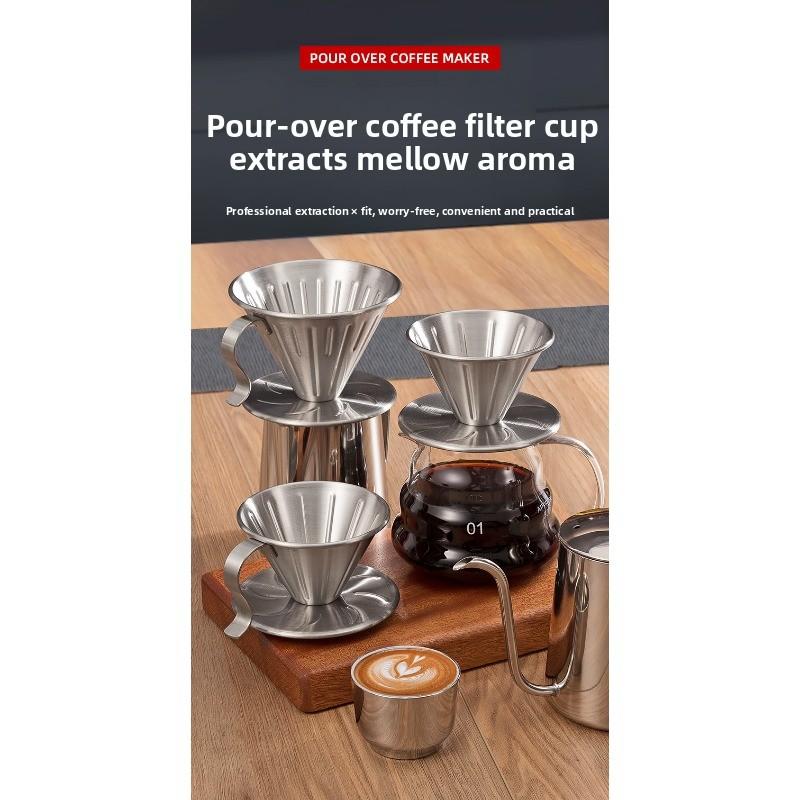 V60 Coffee Filter Stainless Steel 304 Coffee Set Equipment - Filter Cup Funnel Drip