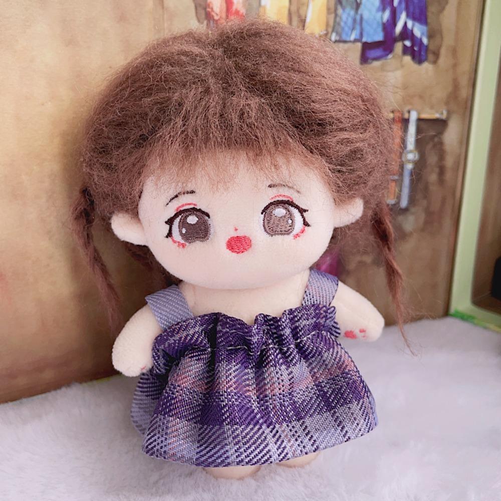 Grid Doll Clothes Dress JK Skirt Plush Toys Clothes Trim 10cm Cotton Doll Clothes  Kids Girls Toys