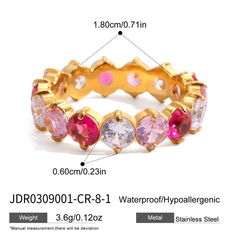 Purple Zircon Ring Rose Red Stackable Ring Fashion Stainless Steel Ring  Simple Design