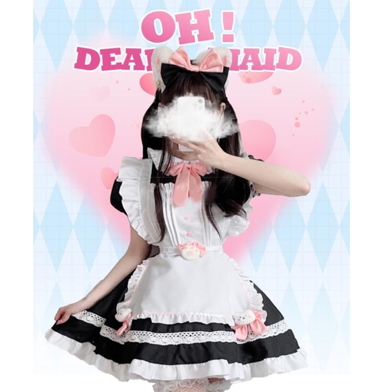 Sweet Maid Outfit Women Anime Maid Costume Fancy Dress Cosplays Costume Maid Dress with Sock Headwear Apron Bustel