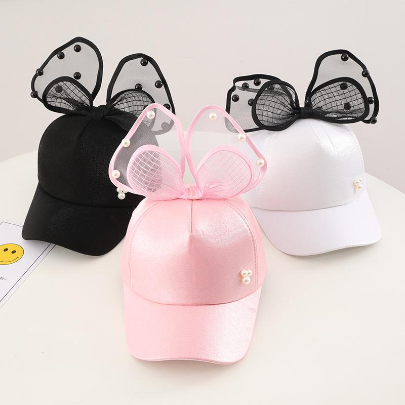 Children's adult parent-child hat spring and summer new girl Korean version bow sequined cloth baseball cap outdoor sun hat