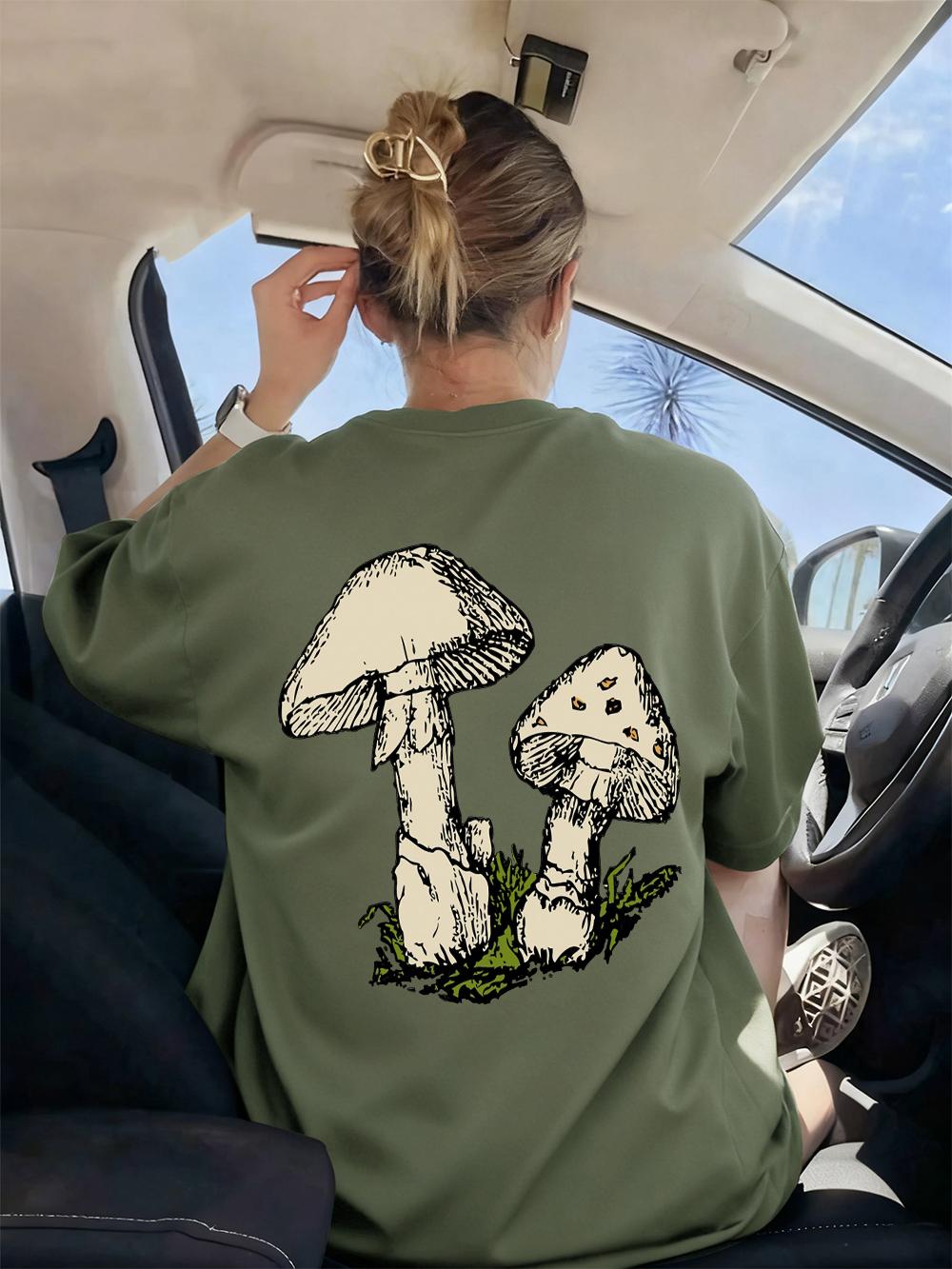 

Cute Mushroom Printing TShirts Womens Basics ONeck T Shirts Comfortable Loose Short Sleeve Tops Summer Soft Womans Clothes S