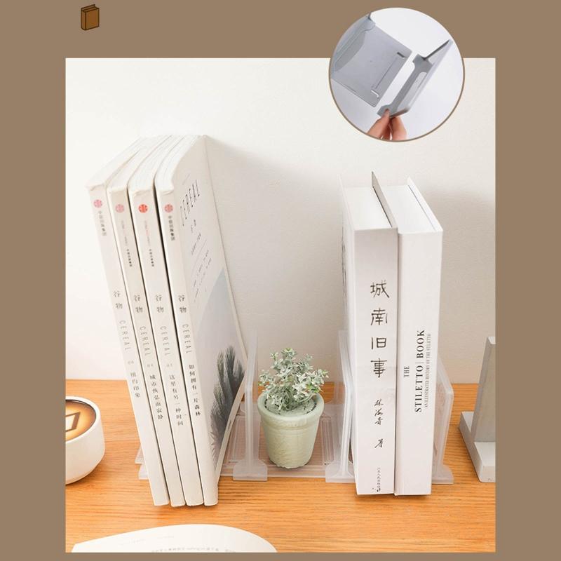 Slim Book Shelf Holder Decorative Book Stoppers Sorter File Organizer for Girls