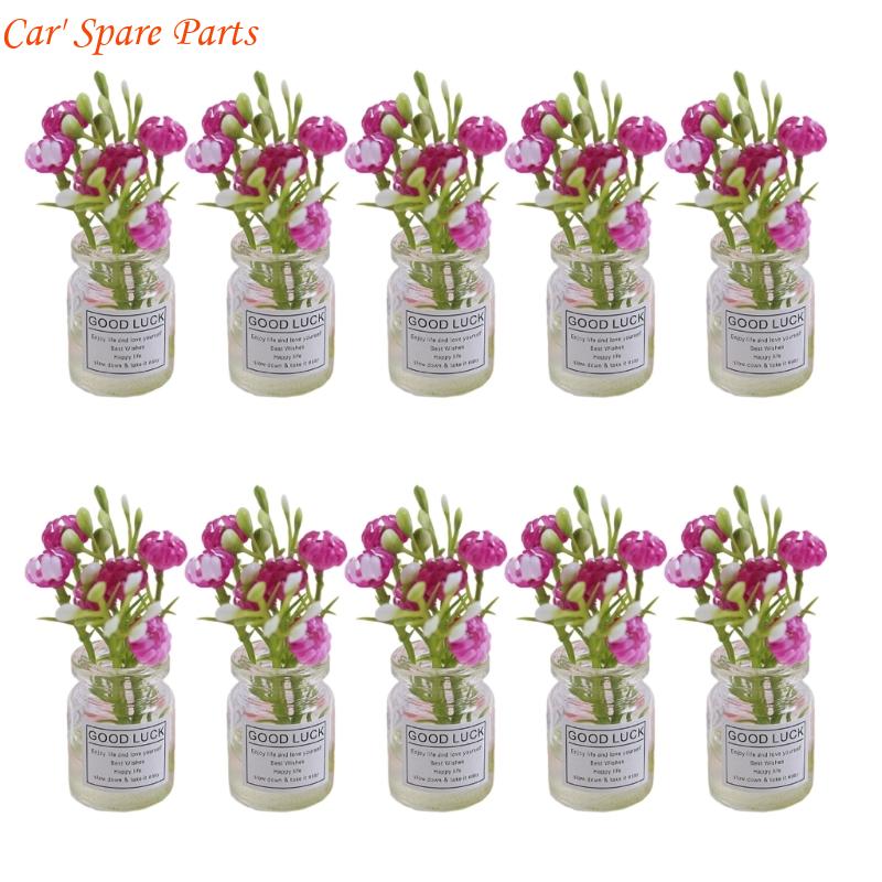 Y4UA Miniature Potted Flowers Ornament Car Dashboard Center Console Mount Greenery Decoration Glow Small Figurines Decors