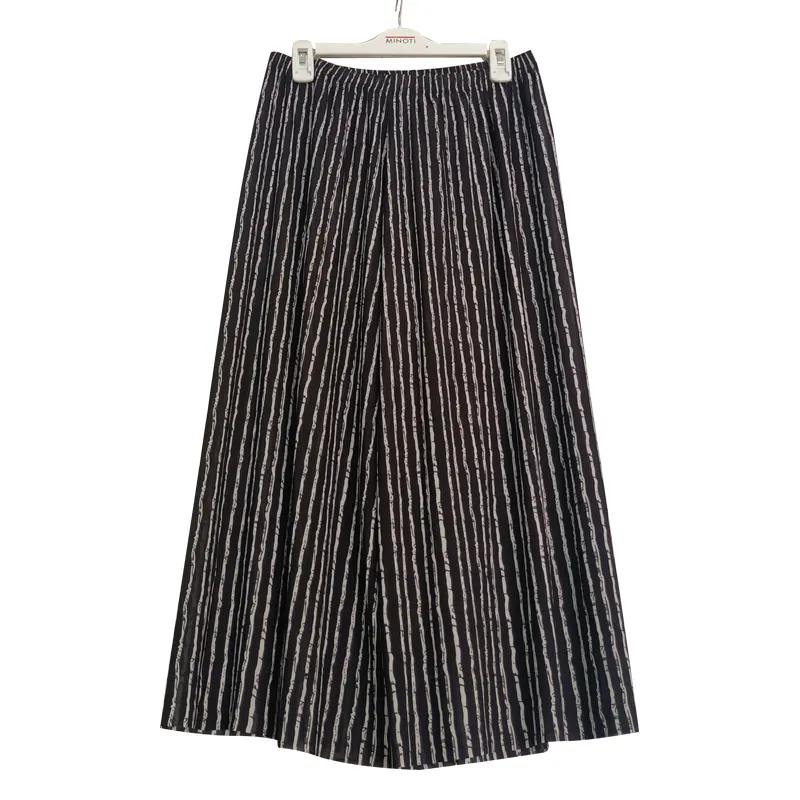 WTEMPO Kadın İlkbahar Yaz Sonbahar Büyük Beden Elastik Yüksek Bel Geniş Paça Pantolon Bol Rahat Çiçek Baskılı İnce Kırpılmış Pantolon