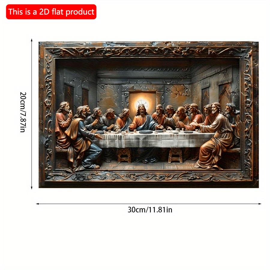 2d Flat 30*20cm, Spirituality-themed Wooden Ornament, Beautifully Crafted The Last Supper Scene, for Home, Kitchen, Garden, Bedroom, Bar.
