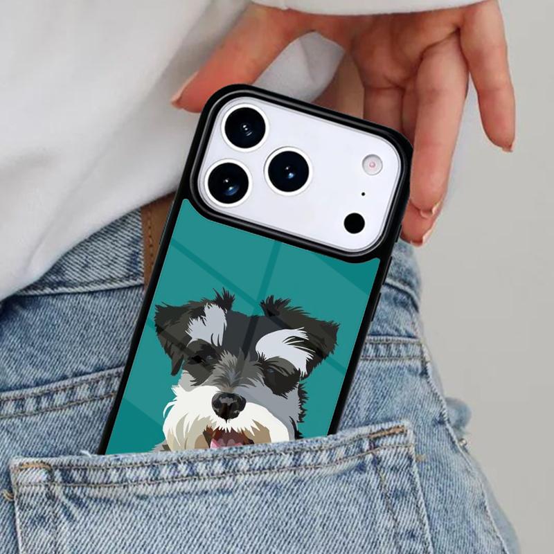 Cartoon Schnauzer Dog Phone Case for iPhone 16e 15 14 13 12 17 Pro Max Plus Air 17pro Cover Coque