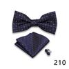 Men's Formal Bow Tie and Pocket Square Set for Banquets and Weddings, with Lapel Flower.