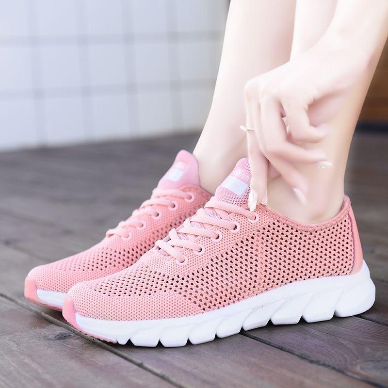 

New Women s Shoes Breathable Casual Sneakers Summer White Running Shoes Lightweight Soft Sports Shoe for Women 41 рожевий