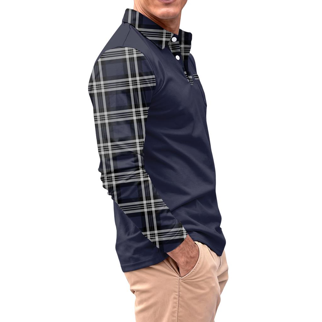 Męska długa, z długim rękawem, kołnierzykiem, zapinana na guziki, z kieszenią, codzienna bluzka