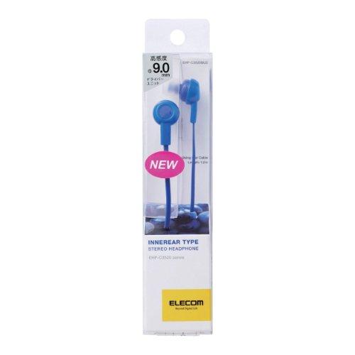 ELECOM Stereo Earphones, Tangle-Resistant Flat Cord, Y-Shaped, 9mm Drivers, Deep Blue, EHP-C3520BUD