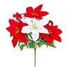 35cm Artificial Christmas Flower Pine Needle Faux Velvet Flannel Flower Bouquets Christmas Ball Red Xmas Flower Bouquets
