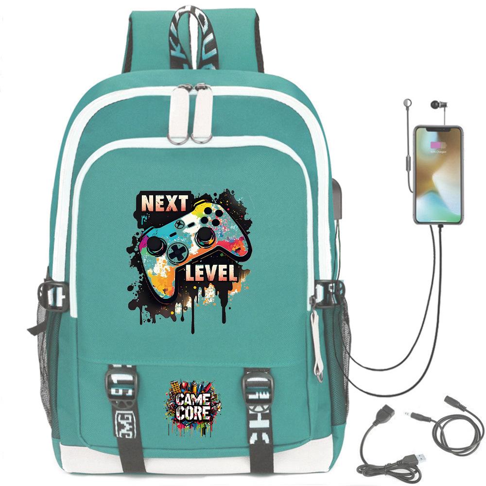 Digital Printing Gamepad Pattern Backpack Cartoon Elementary School Bag Large Capacity Usb Backpack