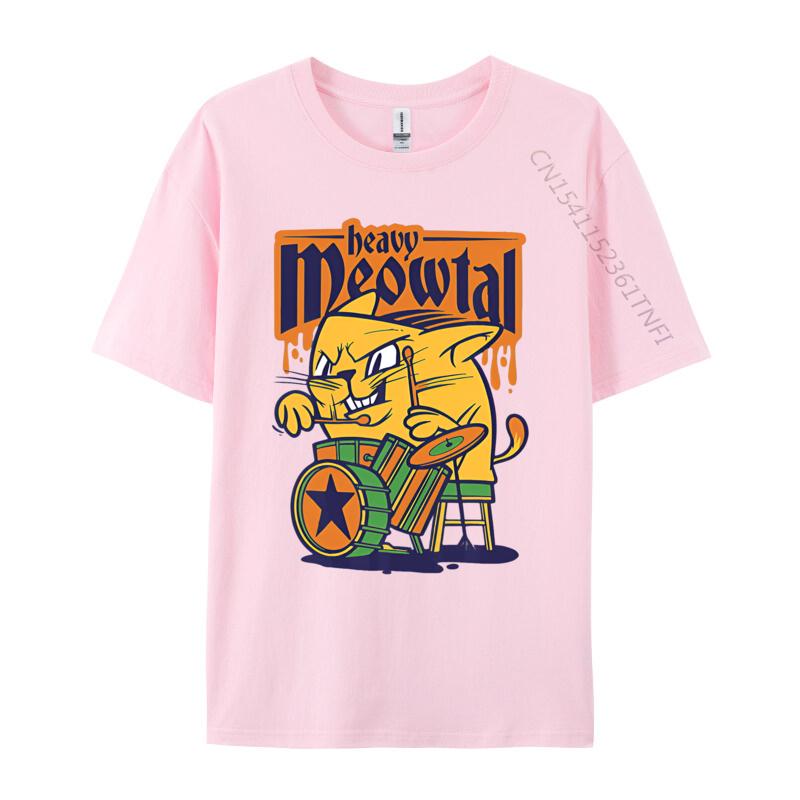 Heavy Meowtal Cat Saying Drum Sloth Tshirt Graphic TShirts Custom Cotton T Shirts Printing Tops Shirt
