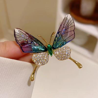 Broche Papillon Antidéflagrante Corsage Insecte Accessoire pour Femme Ailes Acryliques Transparentes Épinglette de Vêtement Haut de Gamme