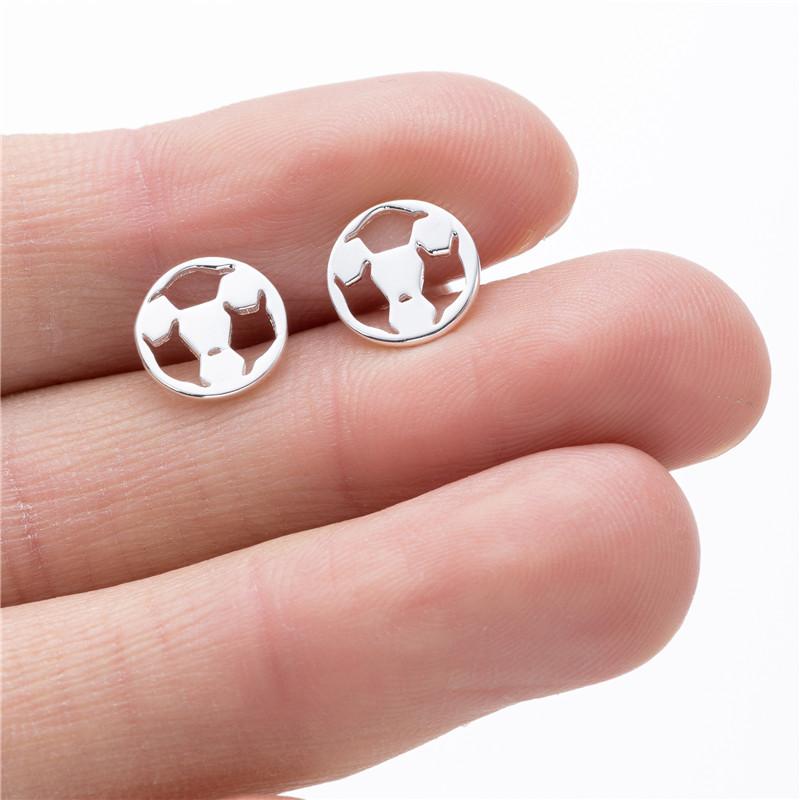 

Punk 925 Sterling copper Earings Sports Zircon Football Volleyball Rugby Ballet Shaped Stud Earrings for Teenager Fitness Gift