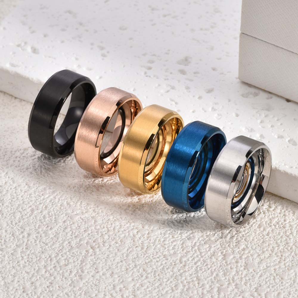 Men's Matte Titanium Steel Ring 8mm Wide Unisex Minimalist Jewelry Trendy TikTok Viral Gift for Him Stock Ready