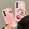 Pink Bowknot Cherry Cream Phone Case For Samsung Galaxy S26 Ultra S25 S24 FE S22 S23 Plus A56 A55 A37 A36 A27 A26 A16 Soft Cover