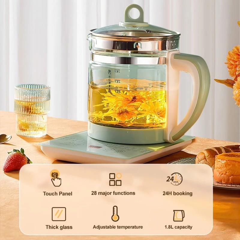 1.8L Large Capital Thermos Electric Health Teapot 800W Household Multi-function Kettle Small Portable Thick Glass Kettle