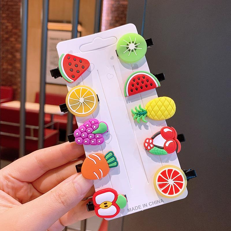 

10 шт./набор Новая кремовая заколка для волос с мультяшным мороженым для детей, корейский милый фруктовый головной убор, радужная принцесса, заколка для челки, аксессуары для волос