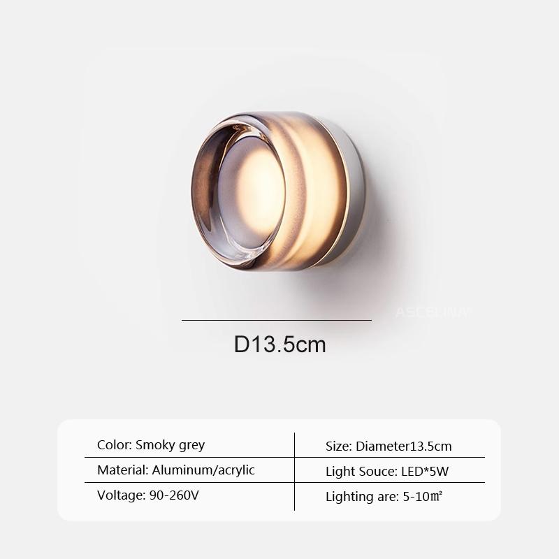 Modern LED Wall Lamp Living Room Amber Jelly Decor Wall Sconces Corridor Study Dining Room Home Decoration Smokey Grey Fixture
