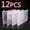4/12pcs A4 Space Zipper Folder File Bag Pouch Sakura Stationery Storage Bag for School Office Supplies Cartoon Storage Organizer