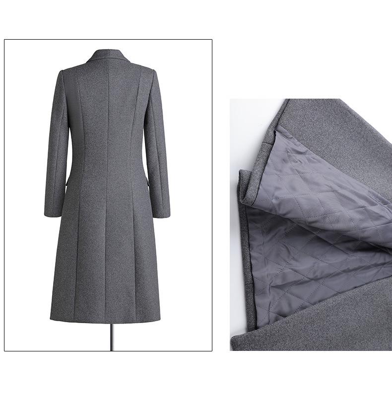 Women's Professional Mid-Length Wool Coat for Winter Workwear