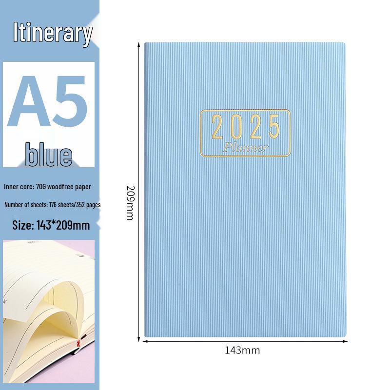 2025 A5 Thickened English Daily Planner Agenda Calendar Book