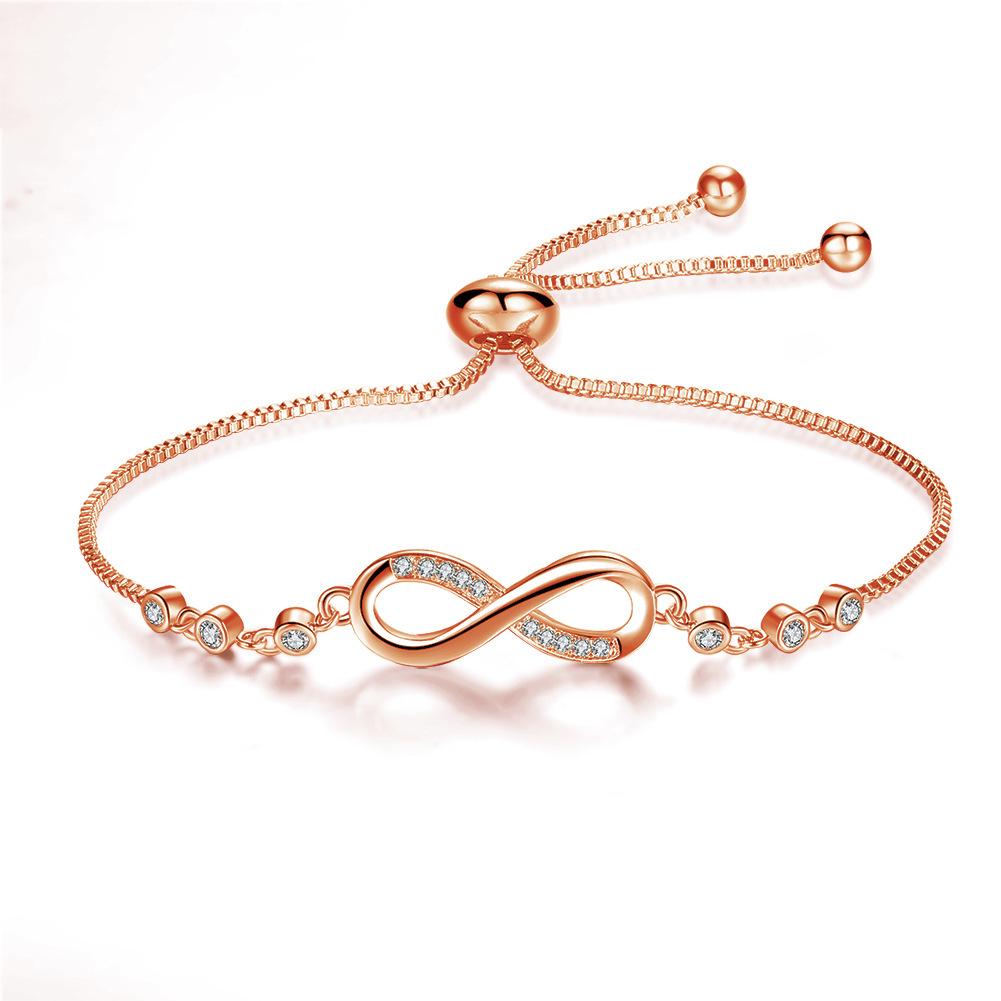 Women s Copper Zircon Adjustable Bracelet - Fashionable, Versatile, Luxurious Figure 8 Design розового золота
