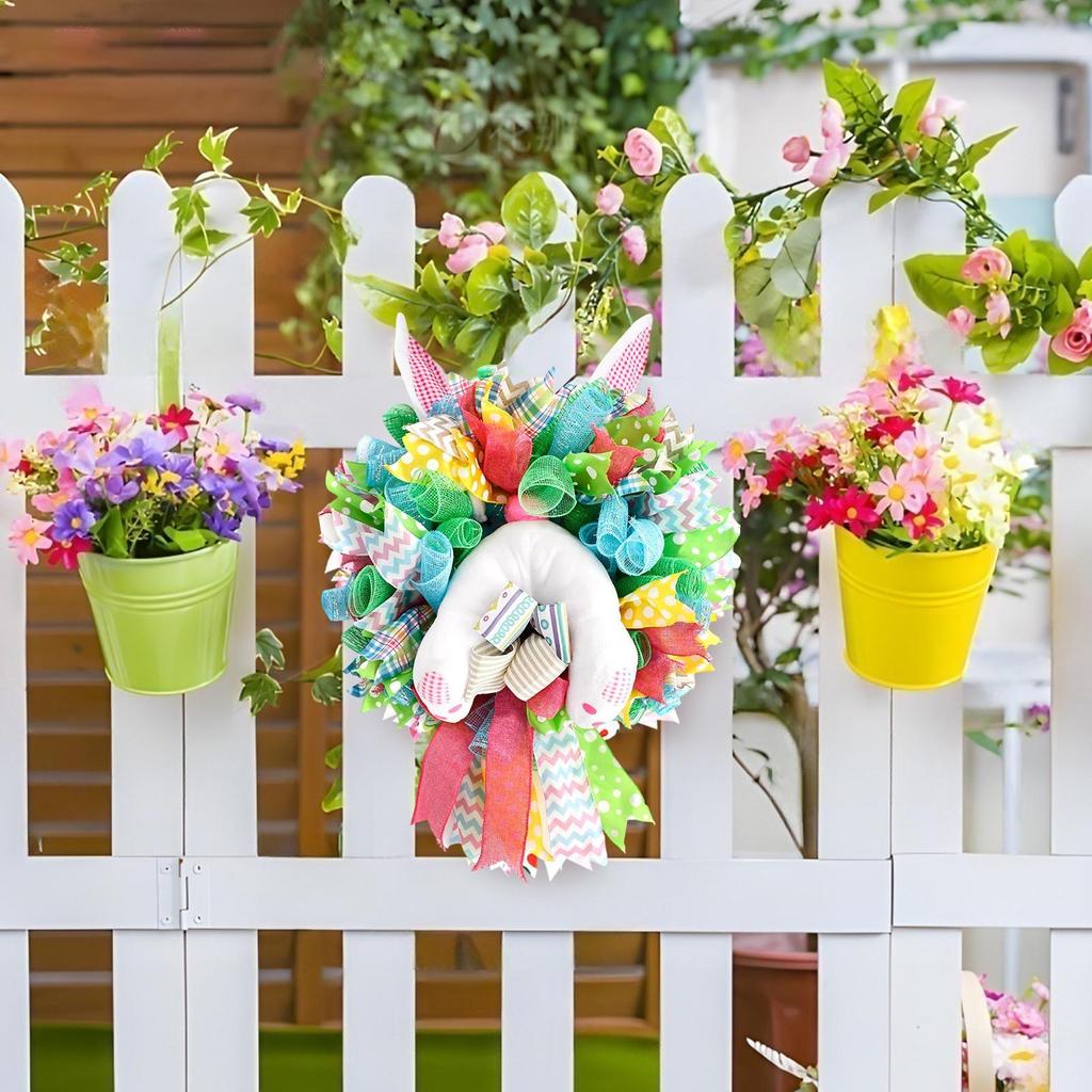 Osterhasenkranz Osterei Haustür Frühlingskränze Hasenwand Künstlicher Kranz Dekorationen für Wohnzimmer 45x30cm