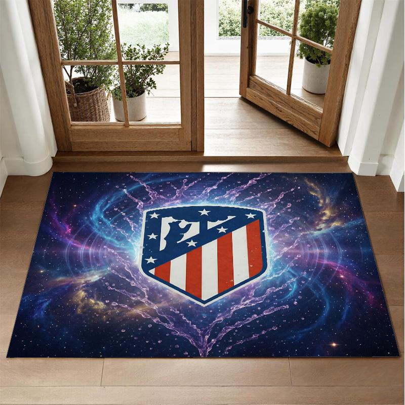 Atletico Madrid Design Crystal Velvet Rug Soft Decorative Mat for Bedroom Entrance