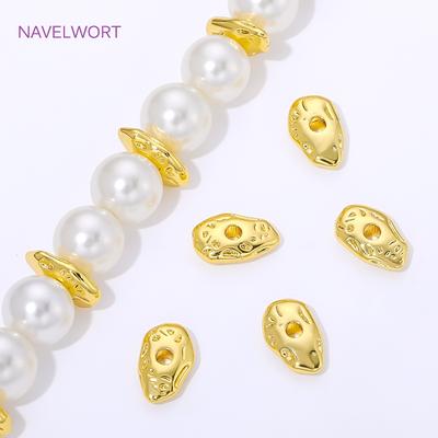 9.4mm*6mm Brass Beads Separators 18K Gold Plated Irregular Flat Spacer Beads For Ewelry Making Findings,DIY Bracelet Accessories