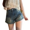 Vintage Stretch Hipster Shorts Women's Summer Spice Girls Slim High-waisted A Word Denim Super Shorts