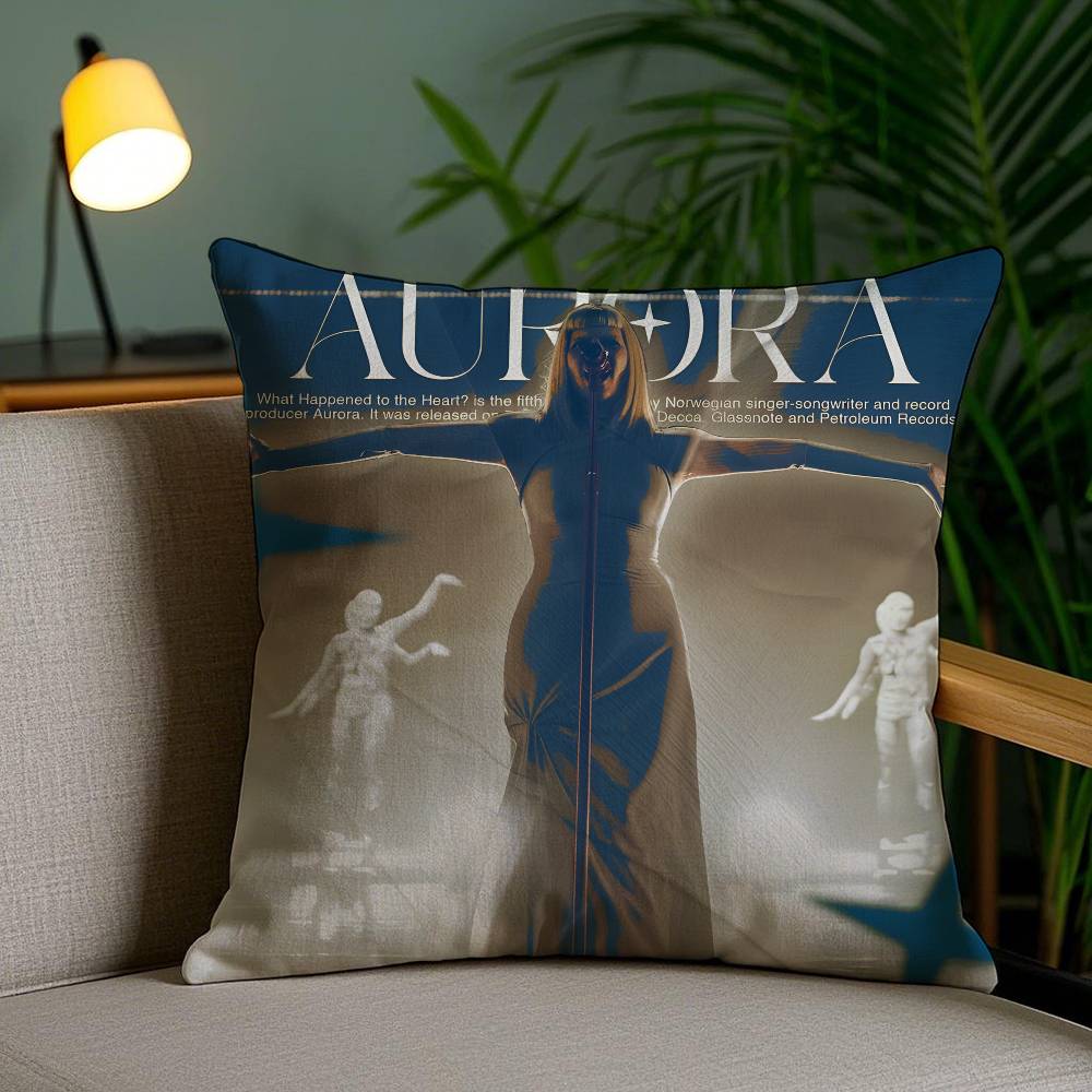 Famous Singer-Aurora-Music Aksnes Pillow Case Anti-dustmite Pillowcase Invisible Zipper Silky Short Plush Sofa Cushion Cover