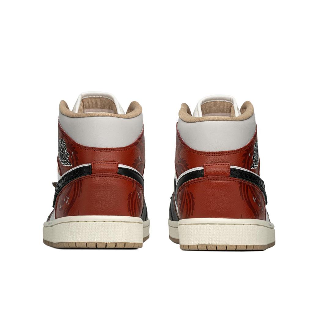 Jordan Air Jordan 1 Slip Resistant Abrasion Resistant Mid top Vintage Basketball Shoes Women's Black Red BQ6472-103(TeamA-S-BOX)