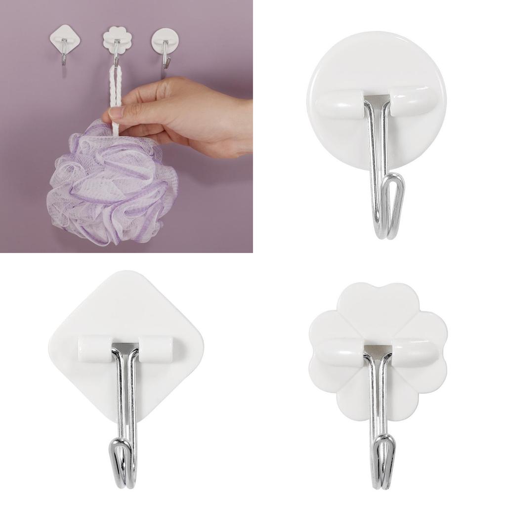 Compact Sticky Plastic Hook Rounded Design Bathroom Kitchen Storage Decoration