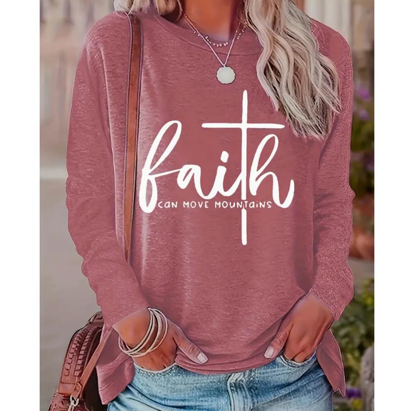 

2025 Осень и Зима Женский Новый Повседневный Топ с Круглым Вырезом и Длинным Рукавом с 3D Буквенным Узором XL розовый